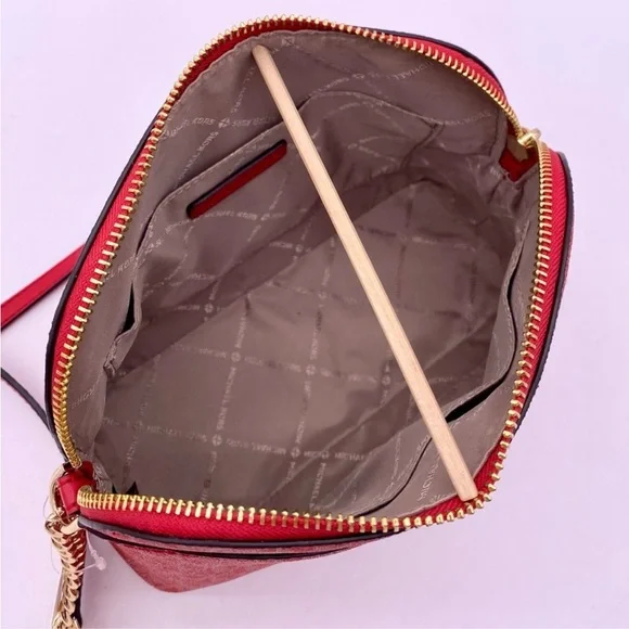 MICHAEL KORS Metallic Dome Crossbody Bright Red Multi - Picture 5 of 7